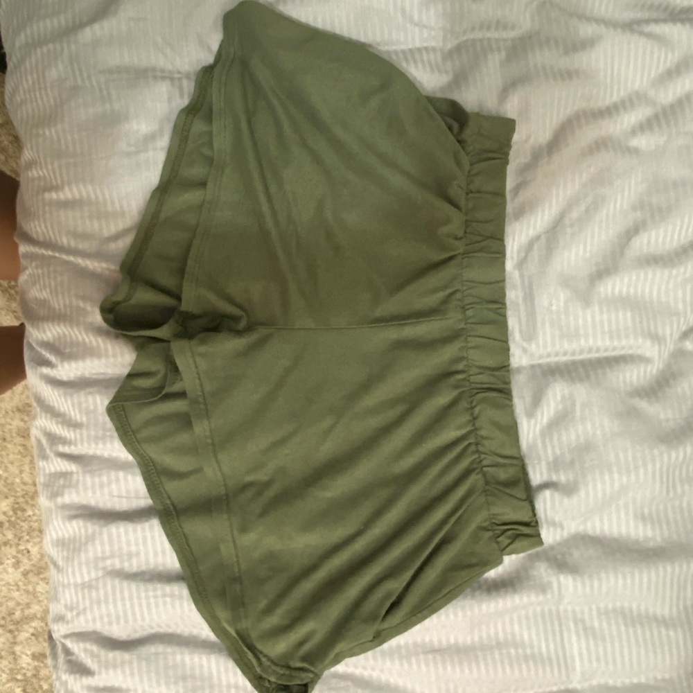 Olive Green Suede Shorts